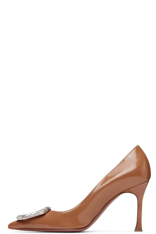Amina Muaddi Tan Camelia 90 Heels, photo 3 of 5 from SSENSE