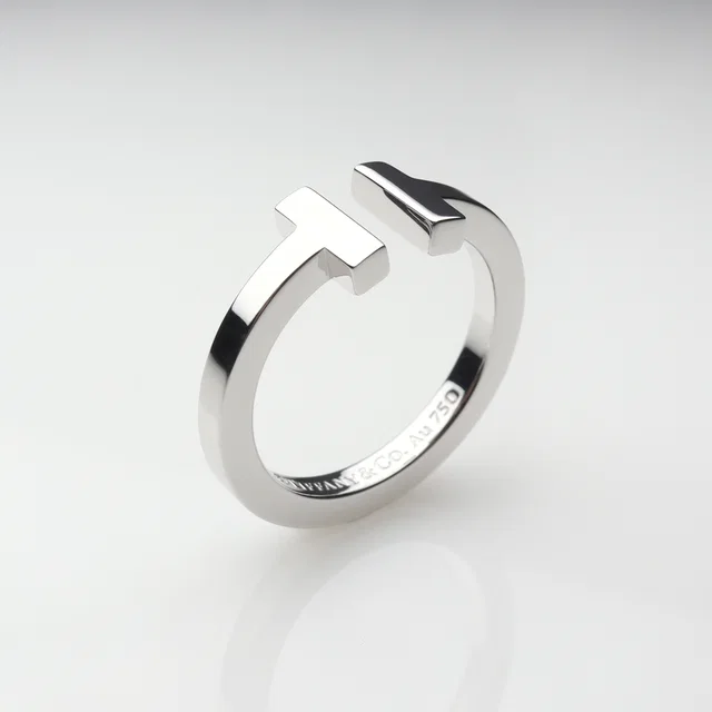 Tiffany & Co. 티파니 T 스퀘어 18K 화이트 골드 반지 16호 from GUGUS