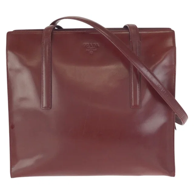Prada Spazzolato Wine Red Bordeaux Patent Leather Shoulder Bag in Burgundy Patent leather from The Reluxe