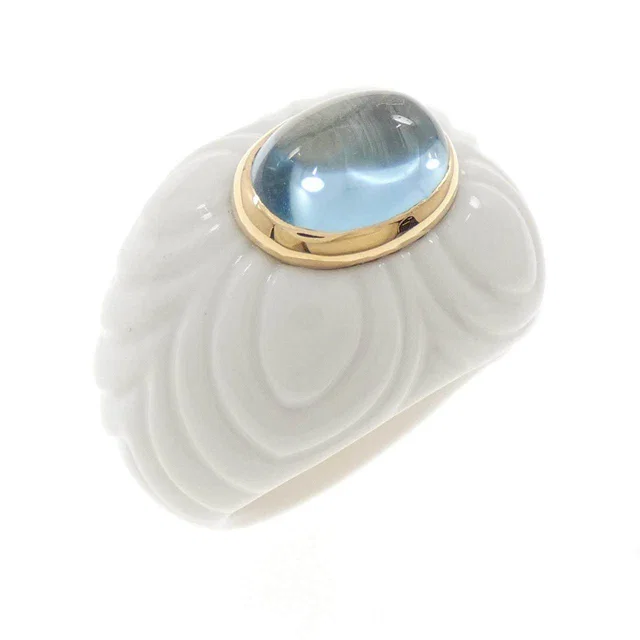 Bvlgari Chandrah Au750 Ceramic Blue Topaz Ring Size 14 in Blue Ceramic from LuxUness
