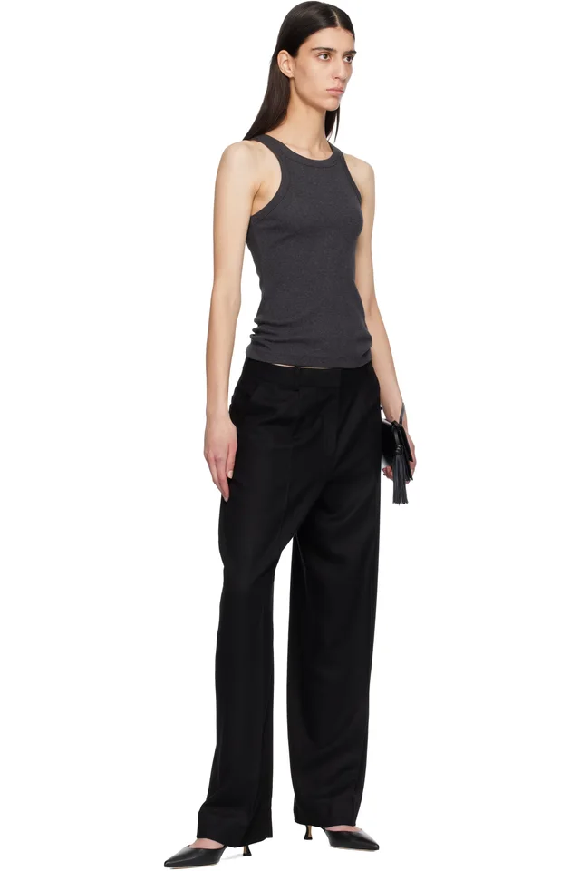 TOTEME Black Wide Flannel Trousers, photo 4 of 4 from SSENSE