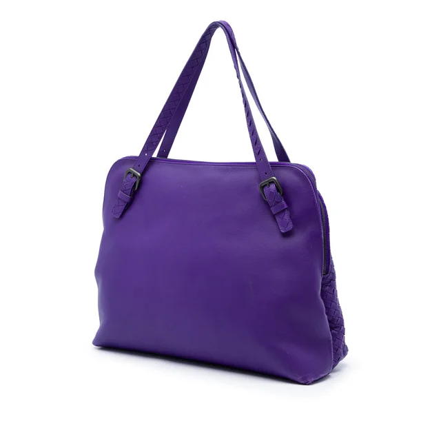 Purple Bottega Veneta Nappa Intrecciato Double Zip Tote in Purple Nappa leather from Designer Revival, photo 2 of 2