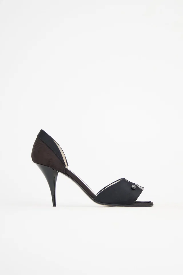 Chanel C 2006 Satin Peep Toe Heel in Satin from VSP Consignment