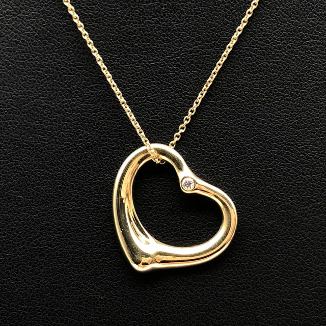 Tiffany & Co. Open Heart 2P Diamond Necklace, YG750, 7.5g, 17inch from Luxury Promise