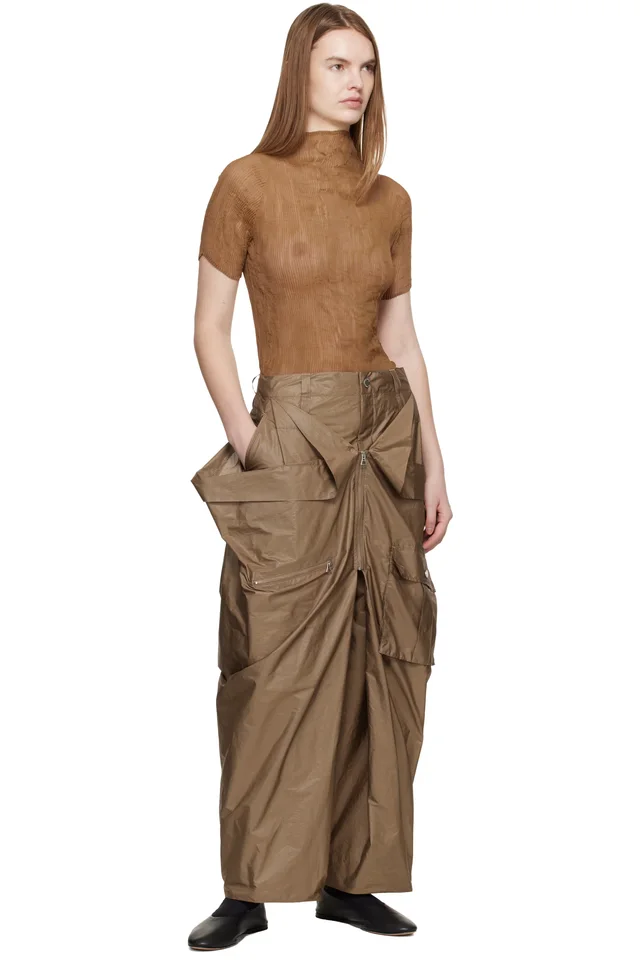 ISSEY MIYAKE Beige Chiffon Twist 3 Top, photo 5 of 5 from SSENSE