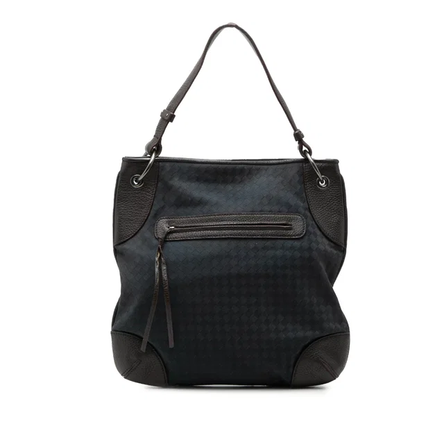 Blue Bottega Veneta Intrecciato Canvas and Leather Hobo in Blue Woven leather from Designer Revival