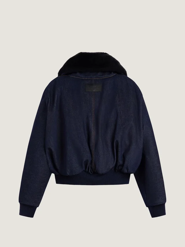 Givenchy Shearling Collar Zip-Up Denim Jacket, photo 2 of 9 from SENSER
