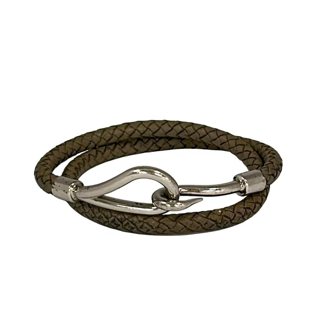 Hermès Bracelet Jumbo Leather Silver Gray Beige in Beige Leather from The Reluxe