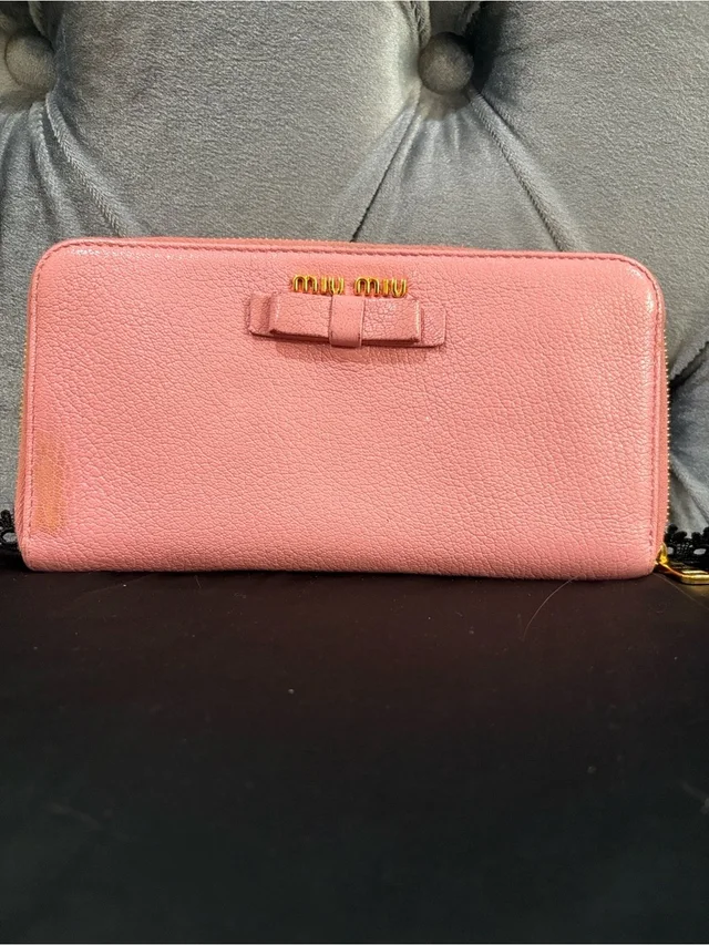 Miu Miu Blush Pink Bow Zip-Around Leather And Valentino Zip Around Wallet in pink Leather from Poshmark
