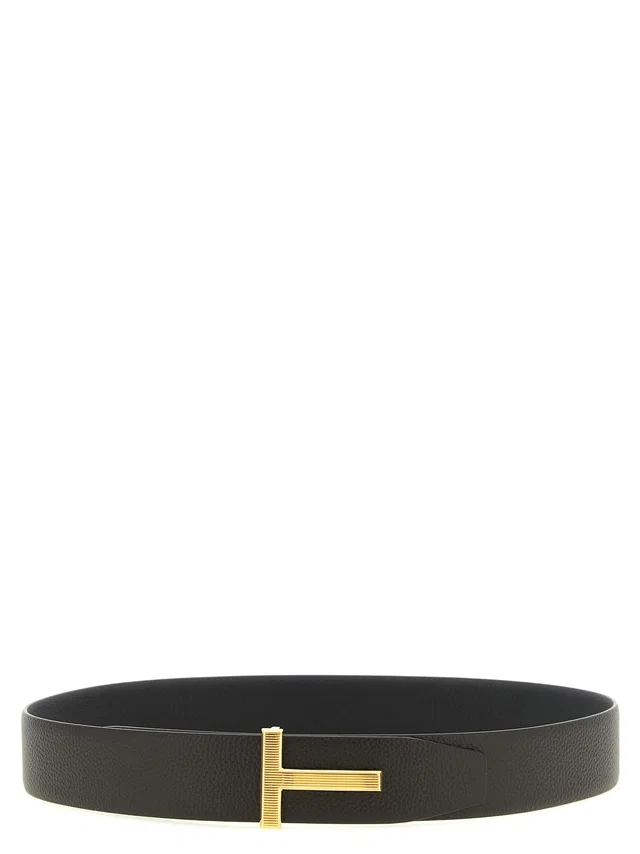 Tom Ford Icon Belt — Black Grain Leather in Black Leather from HEWI