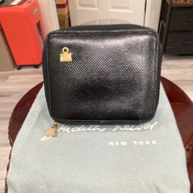 Judith Leiber Black Lizard Zip Around Wallet in black|gold Lizard from Poshmark