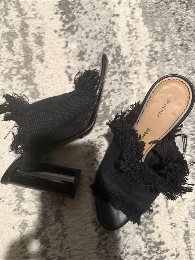 Proenza Schouler Canvas Fringe Mules 37 in black Canvas from Poshmark, photo 2 of 3