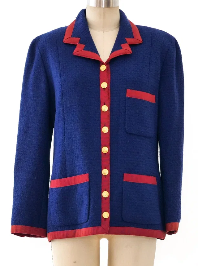 Chanel Ribbon Trimmed Tweed Jacket in Tweed from Arcade Vintage