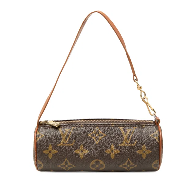 Brown Louis Vuitton Monogram Papillon Pochette Handbag in Brown Coated canvas from Designer Revival