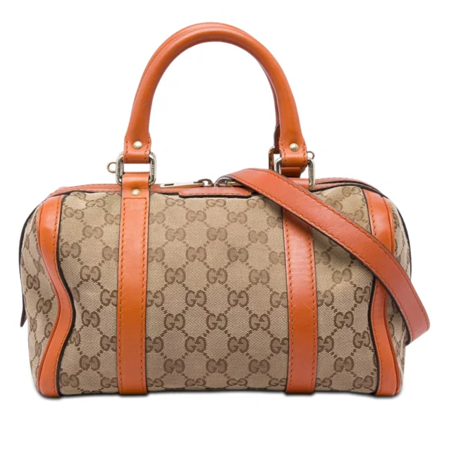 Beige Gucci Small GG Canvas Joy Boston Bag Satchel in Beige Canvas from Designer Revival
