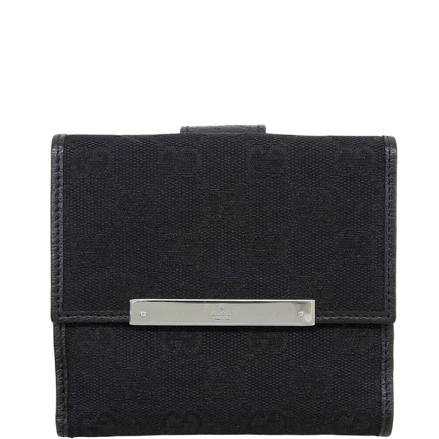 Gucci GG Pattern Canvas Compact Wallet Black in Black Canvas from VINTAGE QOO TOKYO