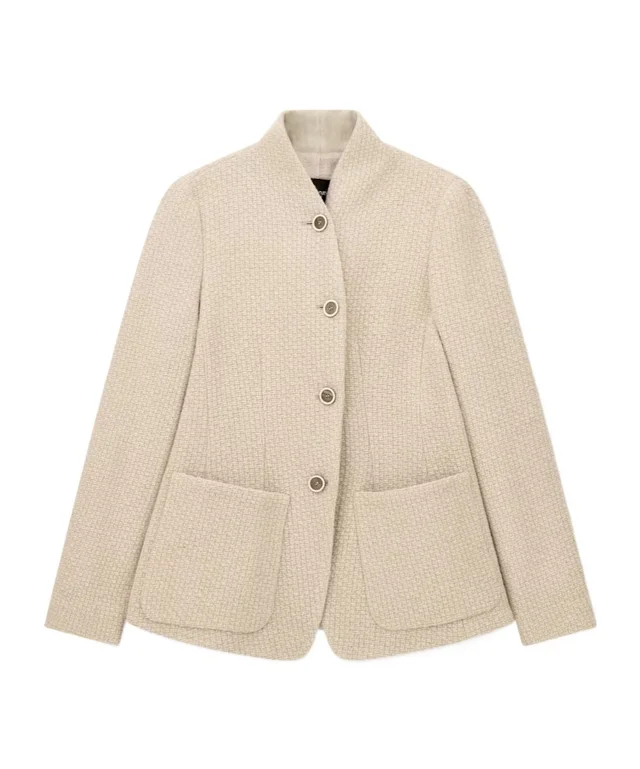Emporio Armani High-neck virgin wool blazer with a jacquard knit effect from SENSER, photo 1 of 1