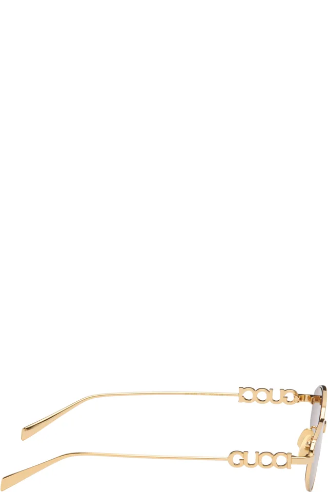 Gucci Gold Oval Frame Sunglasses, photo 2 of 4 from SSENSE