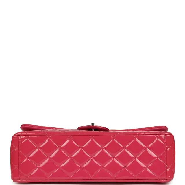 Chanel Maxi Classic Double Flap Bag Dark Pink Patent Silver Hardware in Pink Patent from Madison Avenue Couture, photo 6 of 10