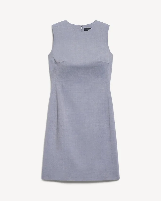 Theory Sleeveless Fitted Dress in Wool Gabardine, photo 2 of 2 from Theory