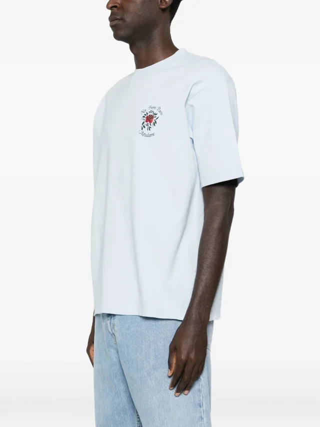 Drôle De Monsieur slogan-print T-shirt in Blue, photo 4 of 5 from FARFETCH