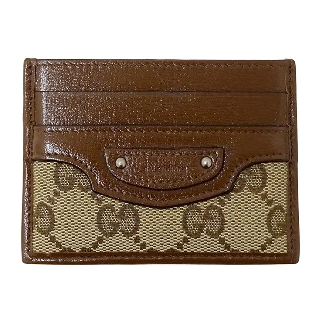 Gucci Card Case GG Canvas Leather Brown Beige Collaboration Business Holder in Brown Canvas from The Reluxe