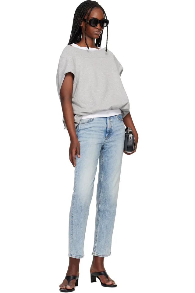 rag & bone Blue Harlow Ankle Straight Jeans, photo 4 of 4 from SSENSE