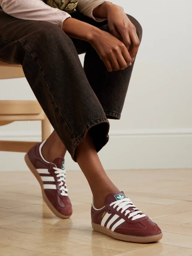 ADIDAS ORIGINALS Samba OG suede-trimmed leather sneakers in Red, photo 2 of 2 from NET-A-PORTER (Canada)
