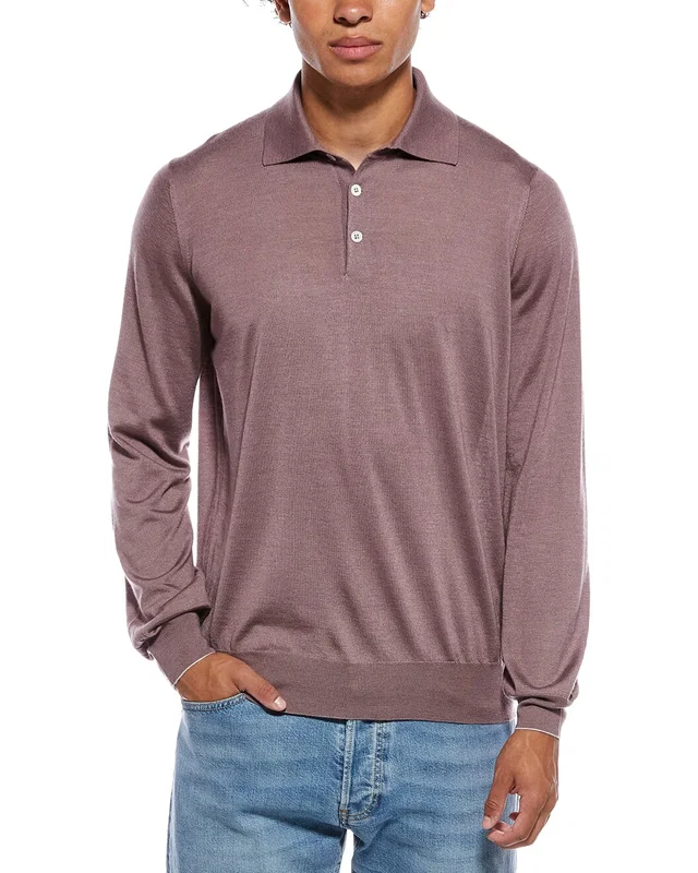 Brunello Cucinelli Cashmere & Silk-Blend Knit Polo Shirt, image 1 of 1 from Gilt
