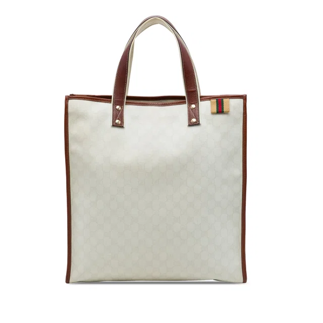 Brown Gucci GG Supreme Web Tote in Brown Coated canvas from Designer Revival
