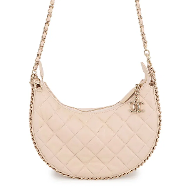 Chanel Matelasse Small Hobo Shoulder Bag BeigeAS3917 Lambskin in Lambskin from GALLERY RARE