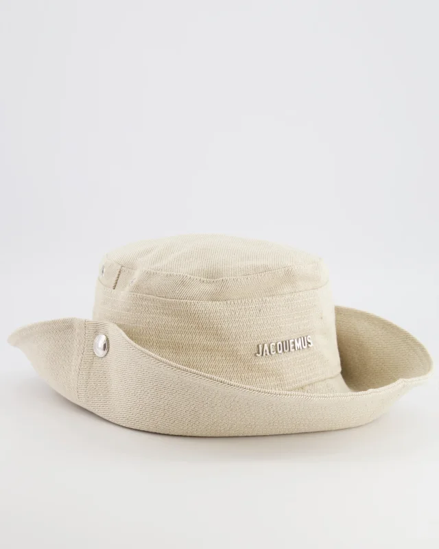 Jacquemus Le Bob De-Nîmes Bucket Hat with Adjustable Drawstring in Beige from Sellier, photo 7 of 12