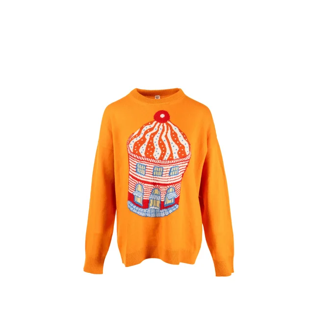 Hermès Size 42 Ice Cream Sweater Cashmere Orange/Multicolour in White Cashmere from EMIER