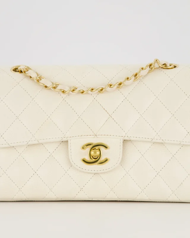 Chanel Vintage White Small Classic Double Flap Bag in White Caviar leather from Sellier, photo 15 of 20