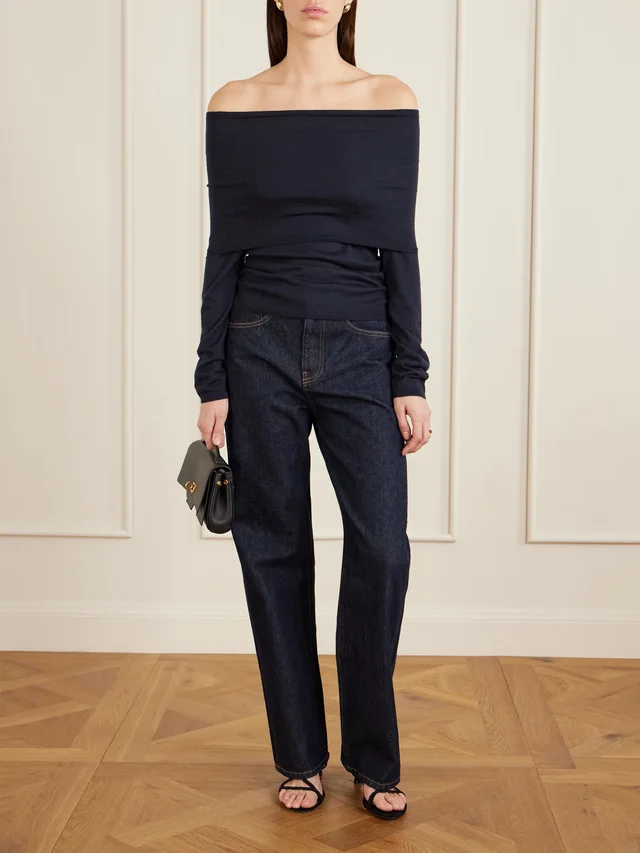 MAX MARA Faretra off-the-shoulder gathered cashmere top in Blue, photo 2 of 2 from NET-A-PORTER (Canada)
