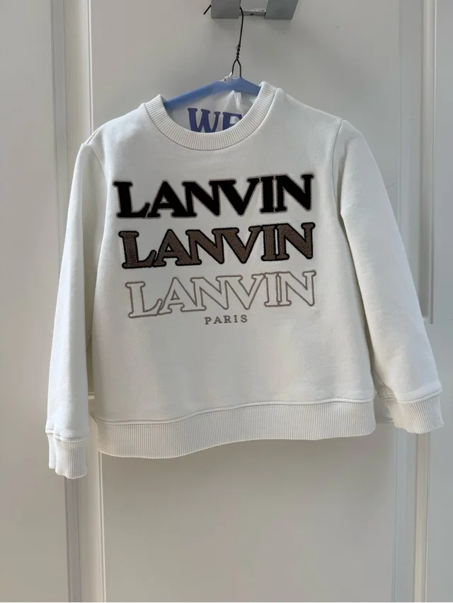 Boys Lanvin White Sweatshirt With Red And Blue Accents in black|white from Poshmark