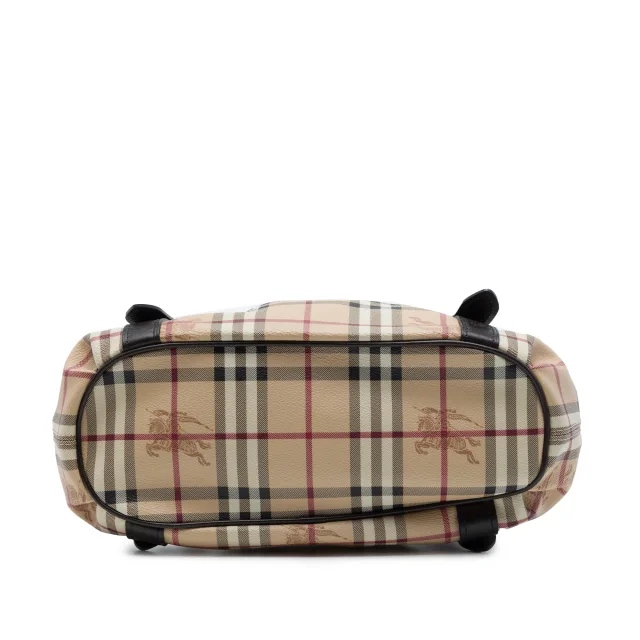 Beige Burberry Small Haymarket Check Coated Canvas Northfield Satchel in Beige Coated canvas from Designer Revival, photo 3 of 6