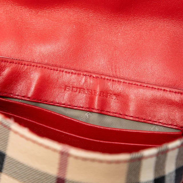 Beige Burberry Mini Haymarket Check Coated Canvas Tassel Crossbody in Beige Coated canvas from Designer Revival, photo 5 of 6