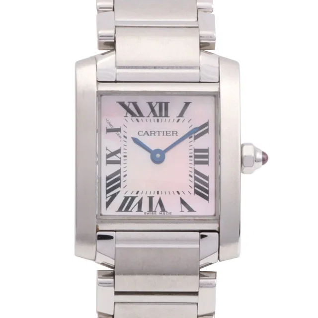 Cartier Tank Française SM W51028Q3 Quartz Pink Shell in Pink from VINTAGE QOO TOKYO