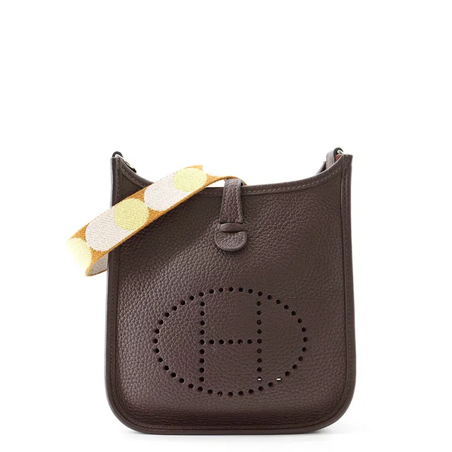 Hermès Evelyne Sangle Ebene Taurillon Clemence Size TPM in Brown Clemence leather from GALLERY RARE