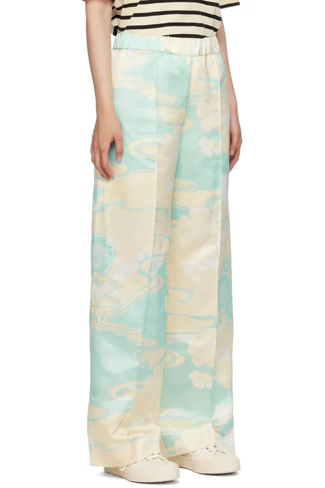 Jil Sander Off-White & Blue Graphic Trousers, photo 2 of 4 from SSENSE