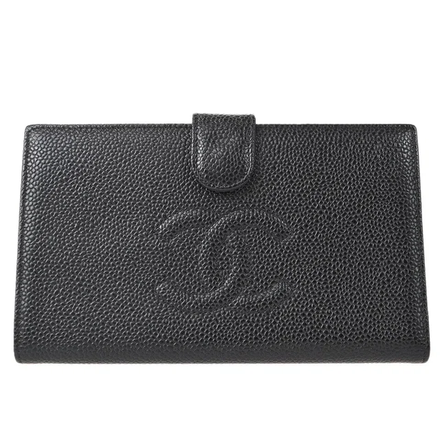 Chanel 2001-2003 Timeless Long Wallet Black Caviar in Black Caviar leather from AMORE Vintage Tokyo