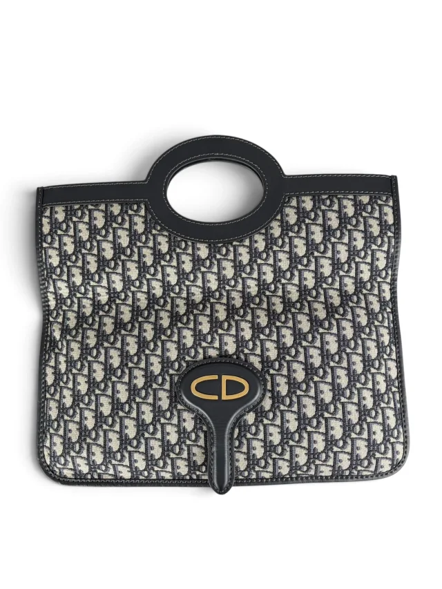 Dior Navy Oblique XL Fold Over Clutch in Navy Canvas from Season 2 Consign, photo 2 of 8