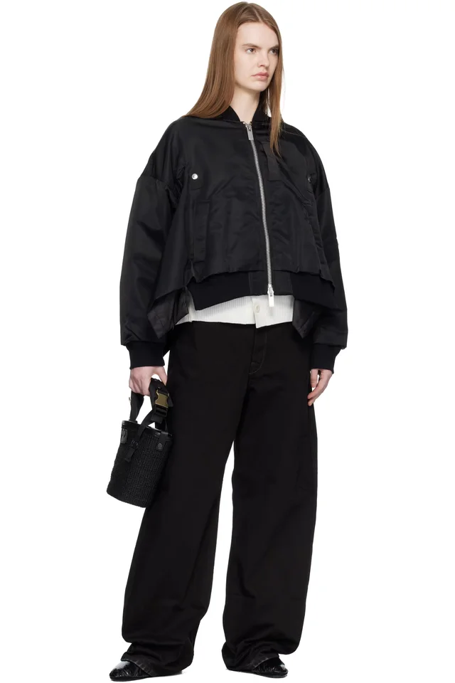 sacai Black Nylon Twill Bomber Jacket, photo 4 of 4 from SSENSE