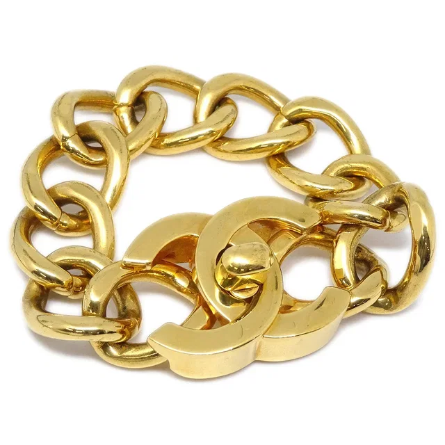 Chanel 1996 Turnlock Gold Chain Bracelet 96A in Gold from AMORE Vintage Tokyo