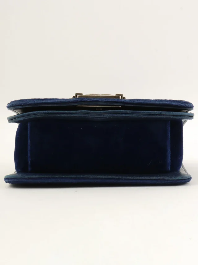VELVET BOY CHANEL CHAIN SHOULDER BAG MINI, NAVY, c. 2013 in Navy Velvet from VINTAGE QOO TOKYO, photo 11 of 21