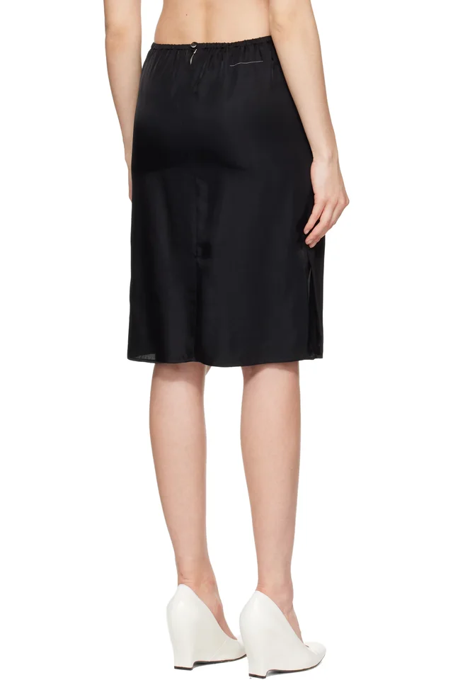 MM6 Maison Margiela Black Satin Midi Skirt, photo 3 of 4 from SSENSE