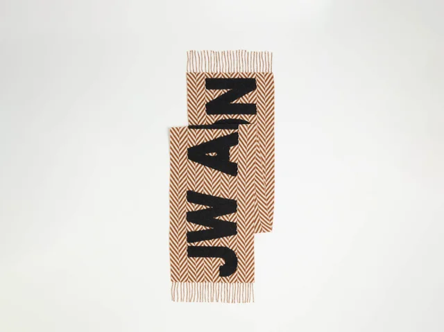 J.W.Anderson JW Anderson Logo Detailed Fringed Scarf, photo 2 of 3 from SENSER