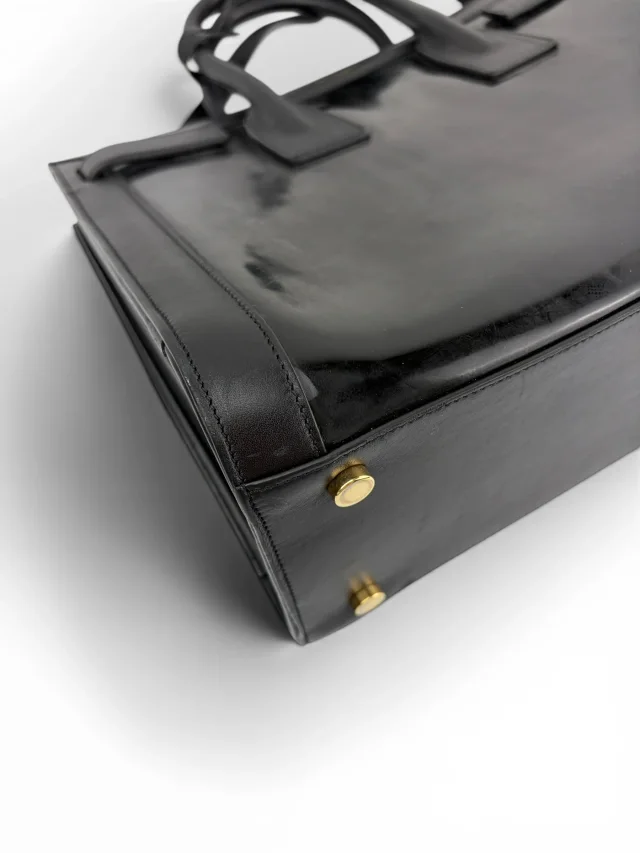Saint Laurent Small Black Leather & Patent Sac de Jour in Black Patent leather from Season 2 Consign, photo 8 of 10