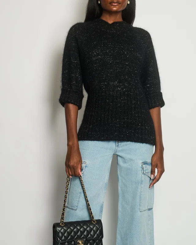 Chanel Black Quarter Sleeve Cashmere Jumper Size FR 40 (UK 12) in Black Cashmere from Sellier